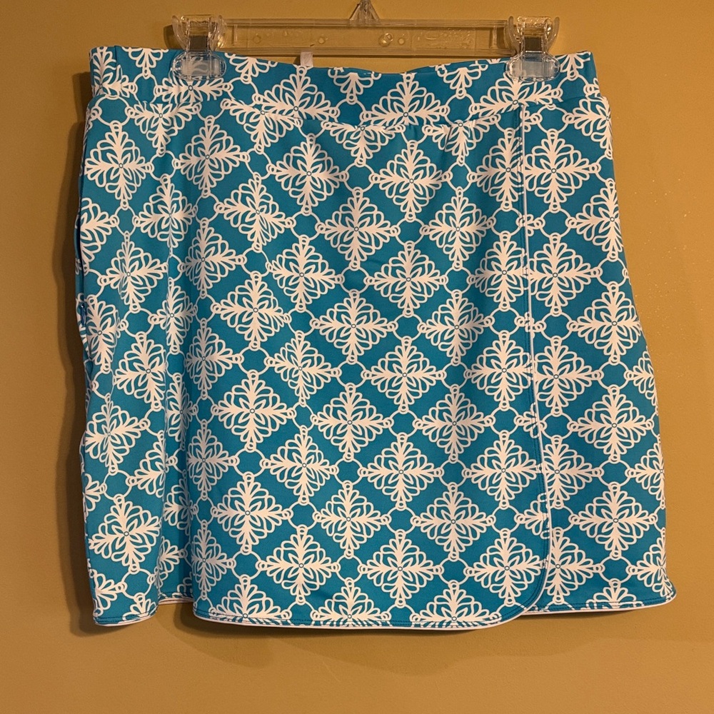 Lulu-B Blue and‎ White Patterned Pencil Skirt